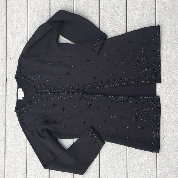 Vintage Nipon Studio Beaded Long 1/2 button Cardigan Sweater - Picture 6 of 14